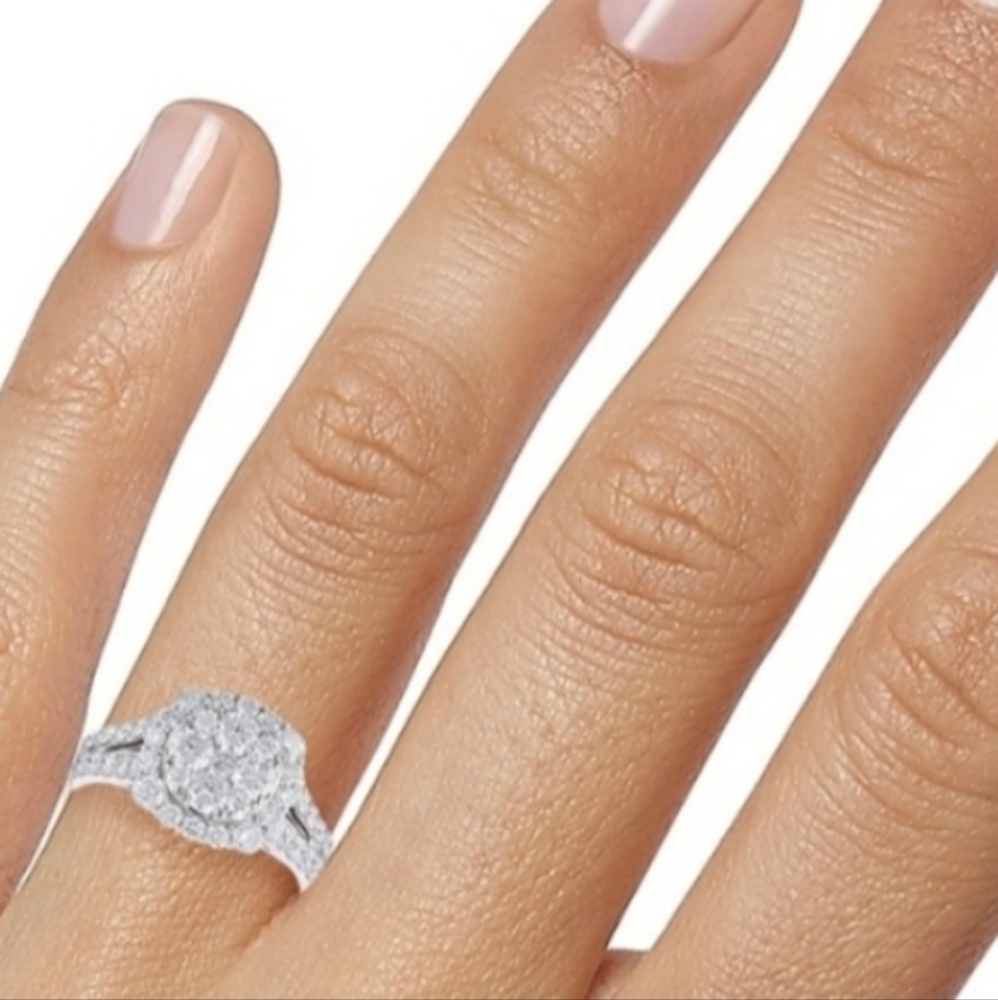 14k 2.05ct Diamond halo Engagement bridal ring